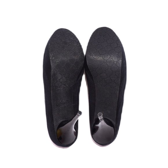 Candie's Smokey Black Faux Suede Babydoll Platform Pump Patent Stiletto Heel NEW - Picture 6 of 6